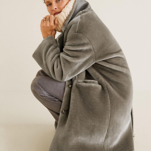 Lapels faux fur coat - Ảnh 4