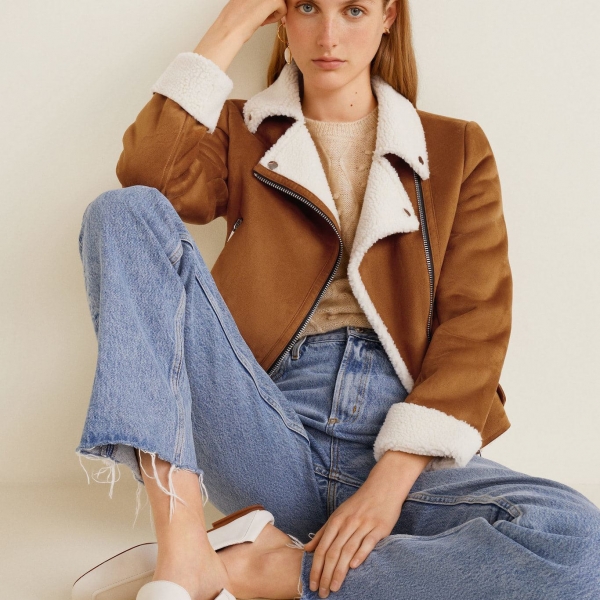Faux shearling jacket - Ảnh 4