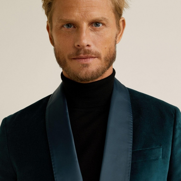 Slim-fit velvet suit blazer - Ảnh 2