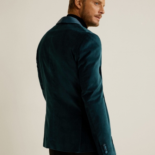 Slim-fit velvet suit blazer - Ảnh 3