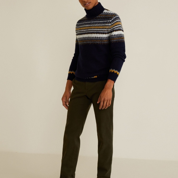 High collar jacquard sweater - Ảnh 2